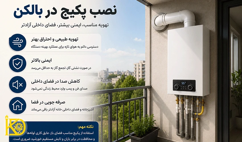 تصویر از پکیج نصب شده در بالکن