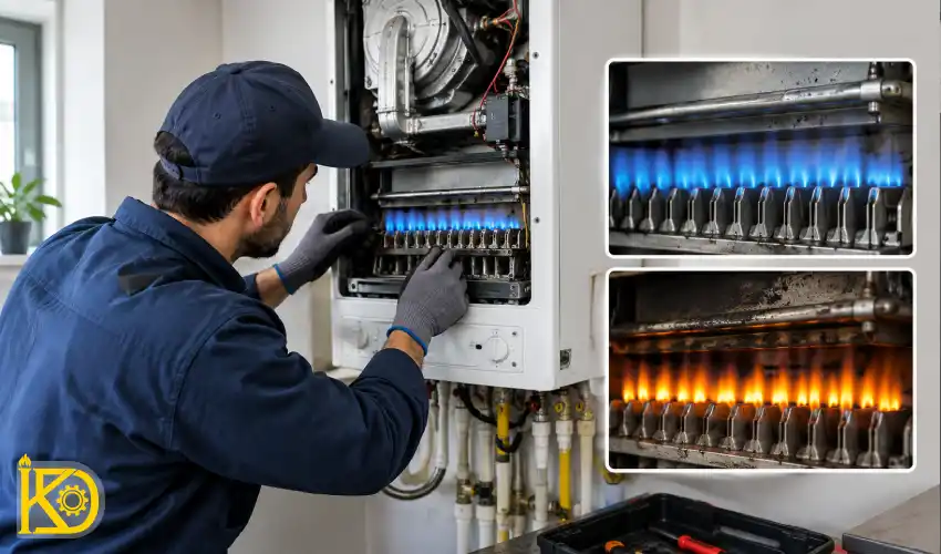خرابی و تنظیم نبودن مشعل پکیج و رفع آن